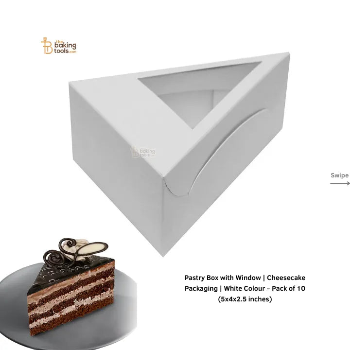 Cake Slice Box | Pastry Box with Window | Cheesecake Packaging |White Colour – Pack of 10 (5x4x2.5 inches)
