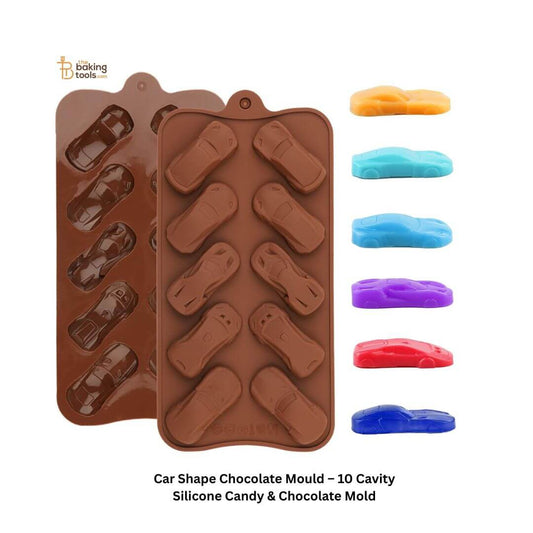 Car shape chocolate mould with 10 cavities and colorful candy