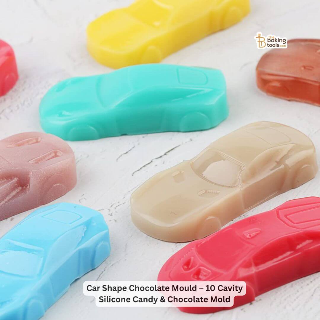 Car shape chocolate or gummies in various colours