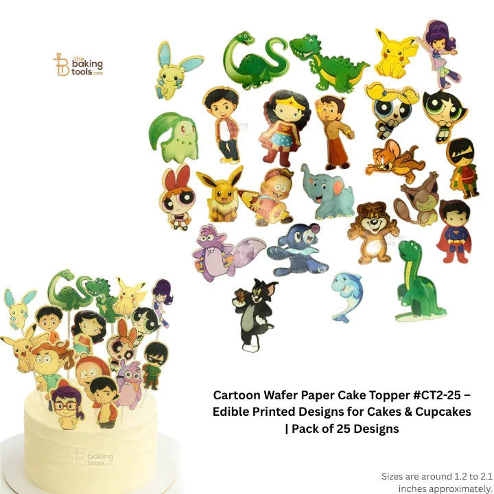Cartoon Wafer Paper Cake Topper #CT2-25 – Edible Printed Designs for Cakes & Cupcakes | Pack of 25 Designs