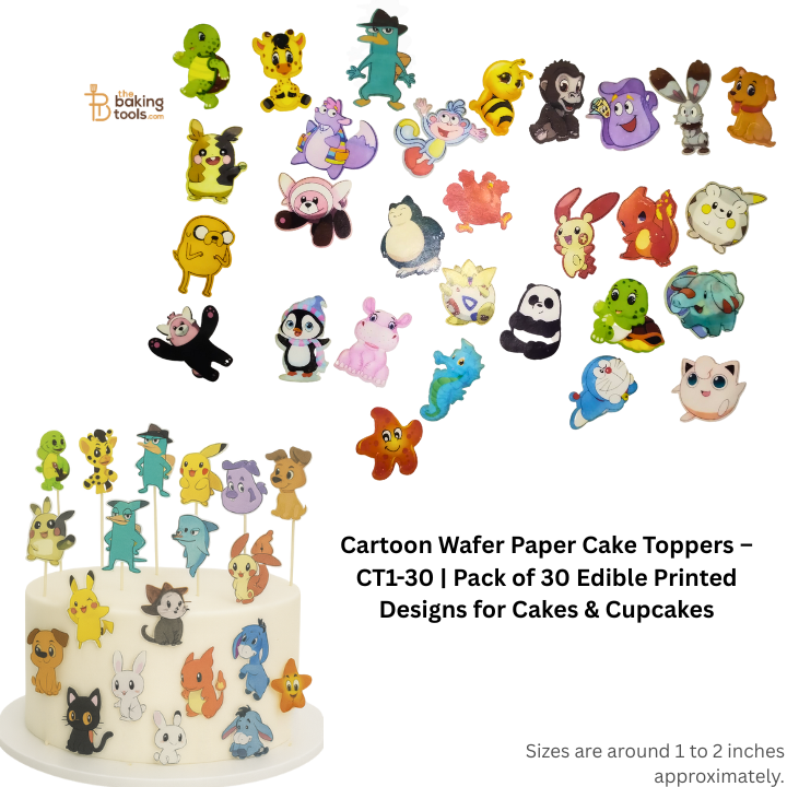Cartoon Wafer Paper Cake Toppers – CT1-30 | Pack of 30 Edible Printed Designs for Cakes & Cupcakes
