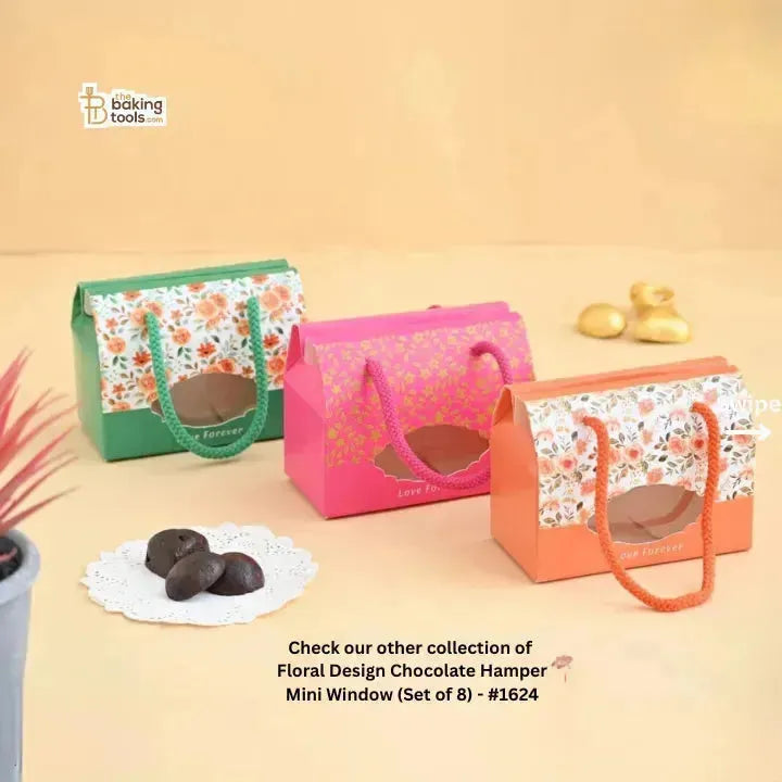 Orange Floral Design Chocolate Hamper Mini Window (Set of 8) #1624 - thebakingtools.com