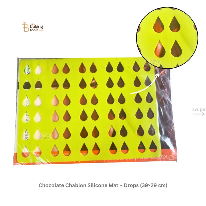Chocolate Chablon Silicone Mat – Drops (39×29 cm)