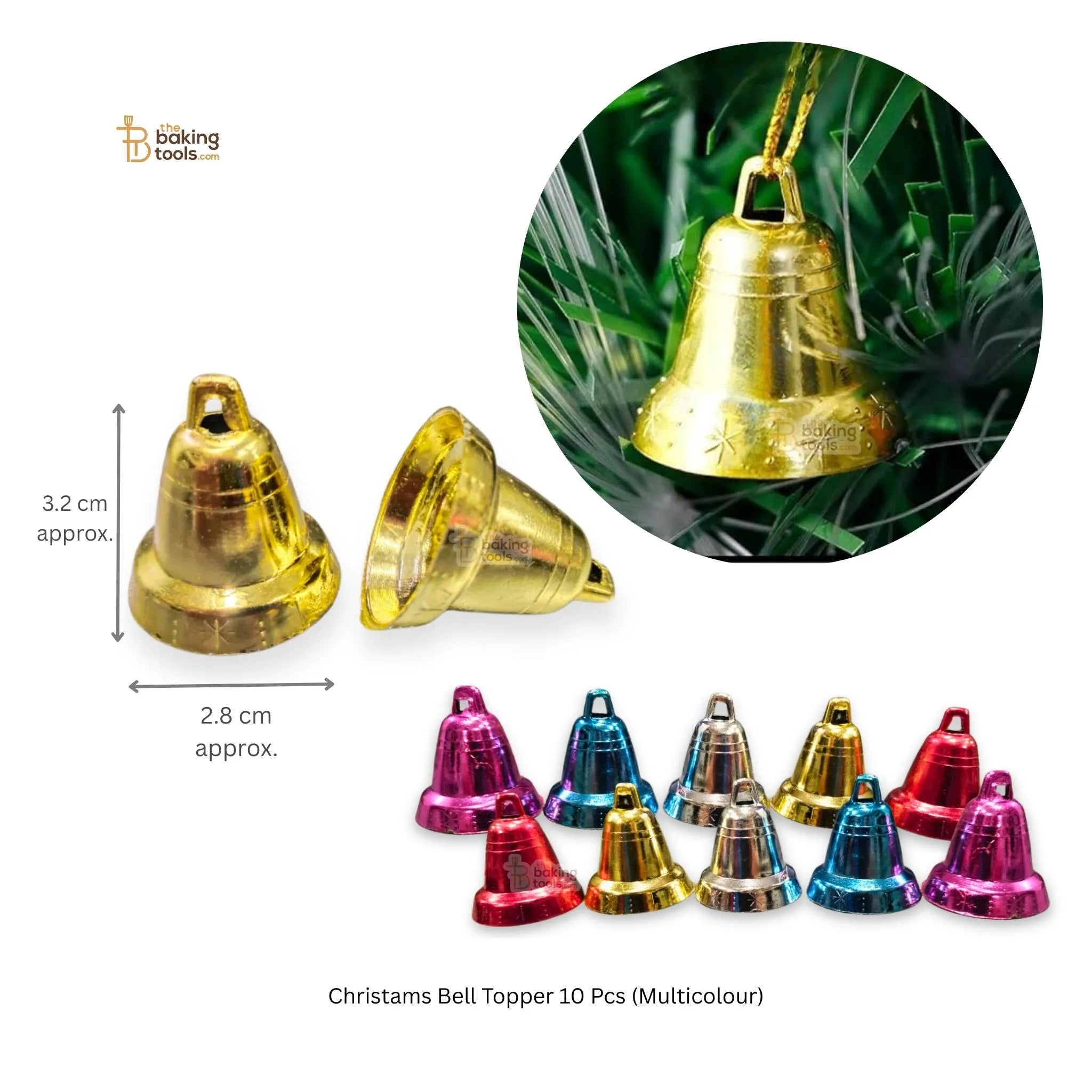 Christmas Bell Topper 10 Pcs (Multicolour)