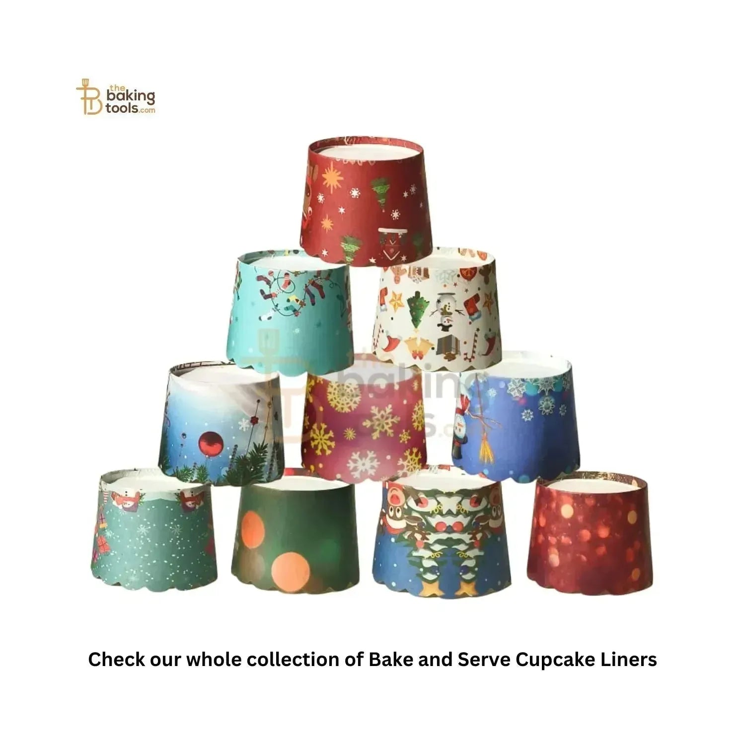 Christmas Bake And Serve Cupcake Liners (Pack Of 50) - 001 - thebakingtools.com