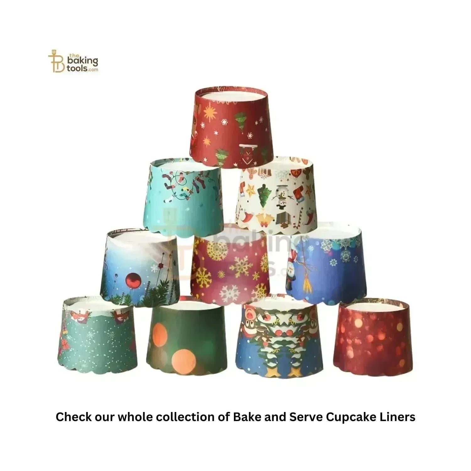 Christmas Bake And Serve Cupcake Liners (Pack Of 50) - 010 - thebakingtools.com