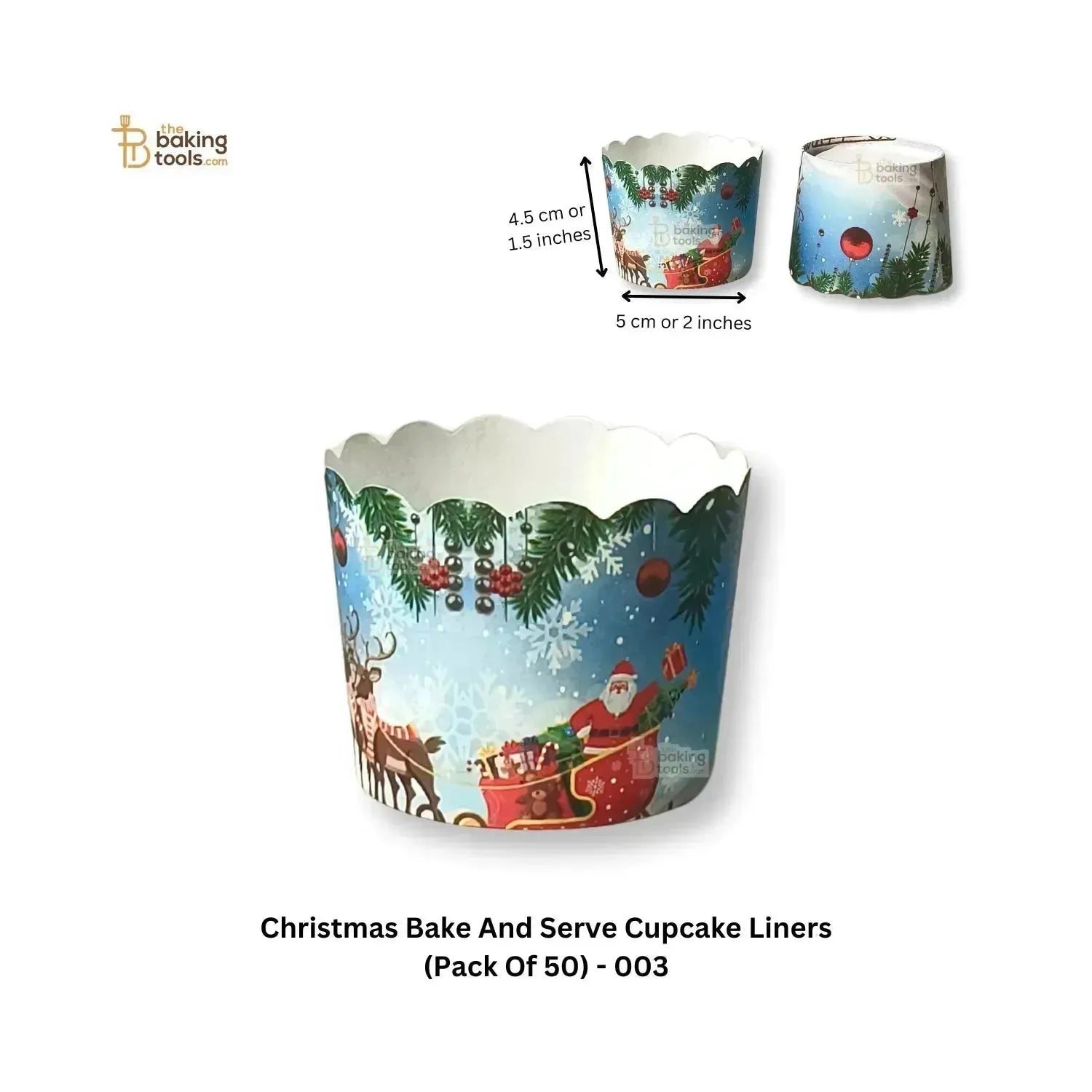 Christmas Bake And Serve Cupcake Liners (Pack Of 50) - 003 - thebakingtools.com