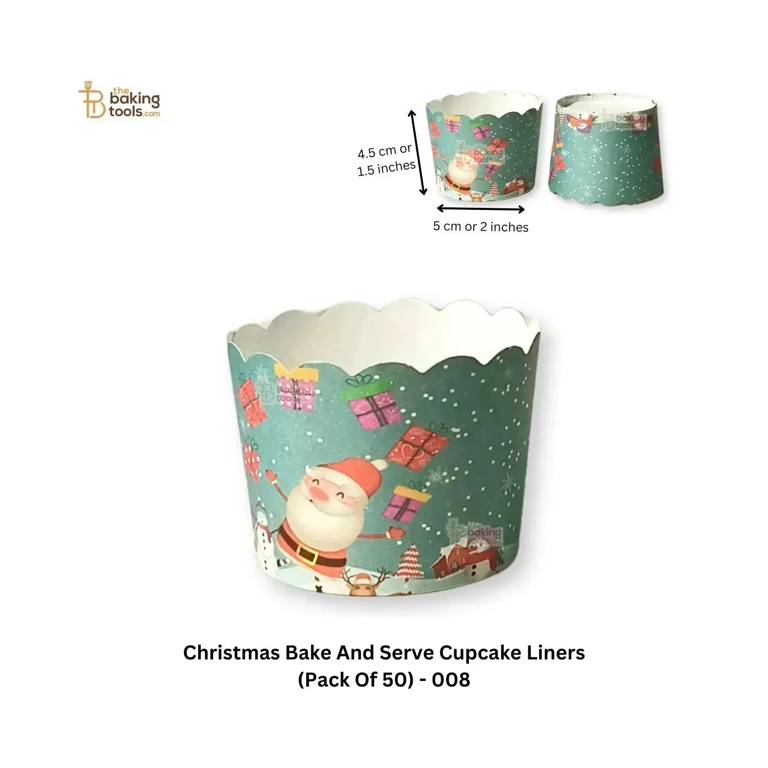 Christmas Bake And Serve Cupcake Liners (Pack Of 50) - 008 - thebakingtools.com