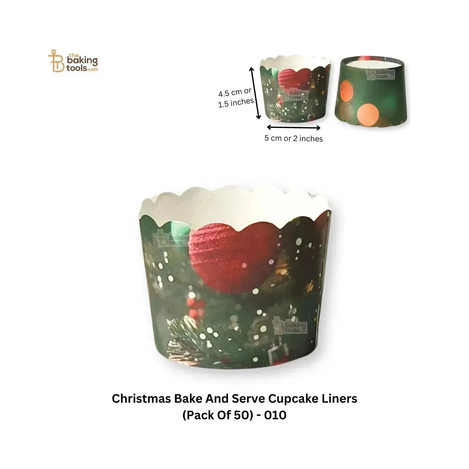 Christmas Bake And Serve Cupcake Liners (Pack Of 50) - 010 - thebakingtools.com