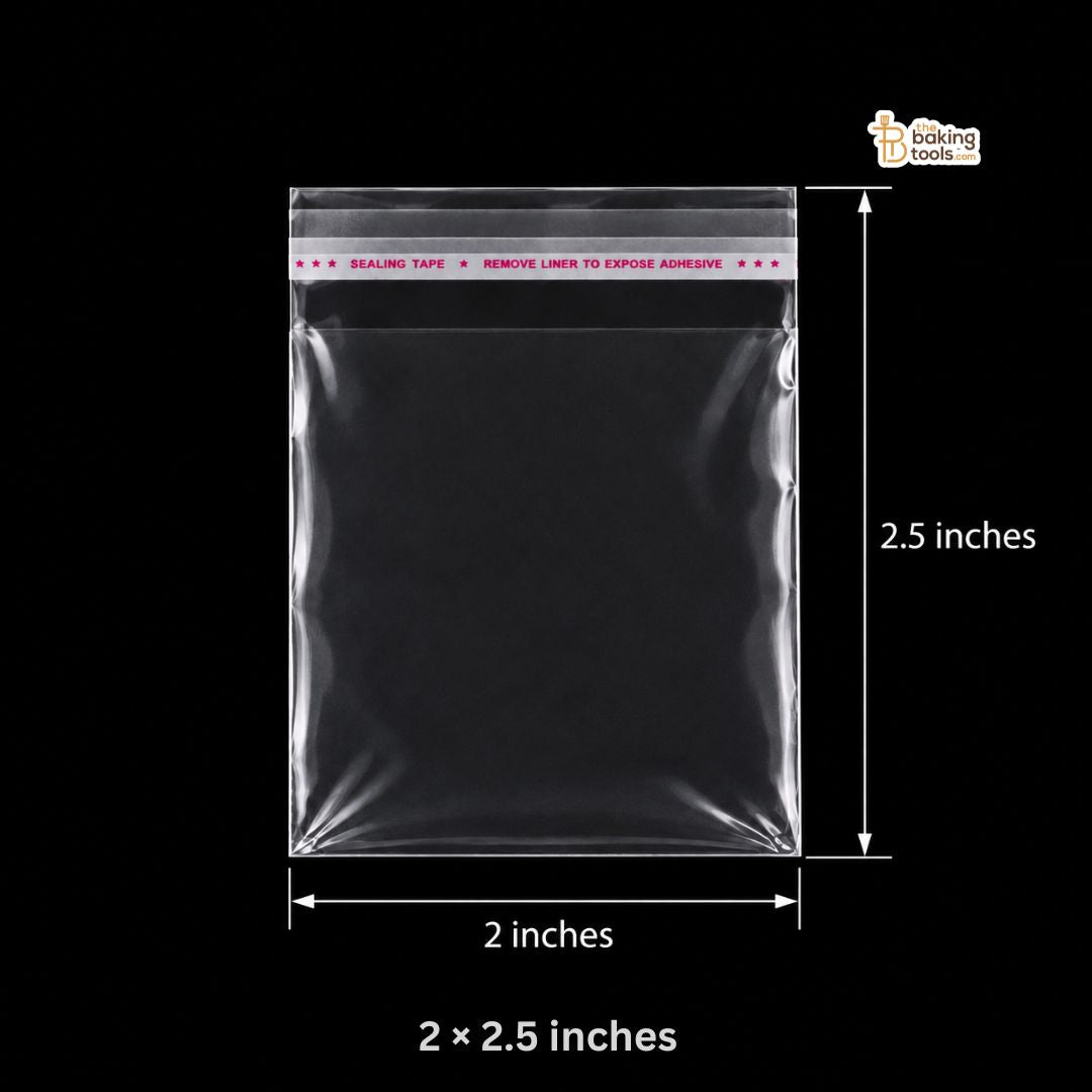 Clear Self-Adhesive Plastic Bags for Cookies, Chocolates & Bakery Packaging – Pack of 100