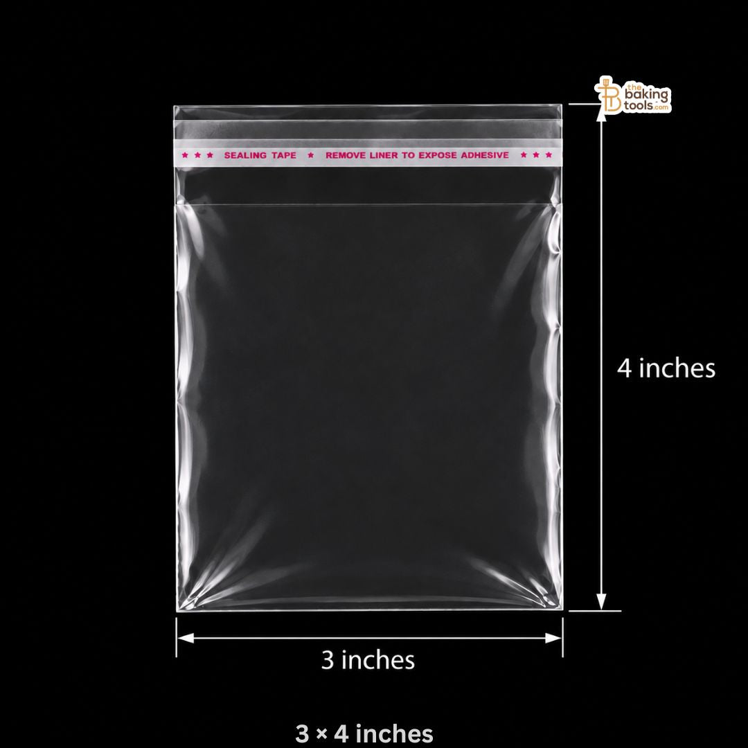 Clear Self-Adhesive Plastic Bags for Cookies, Chocolates & Bakery Packaging – Pack of 100
