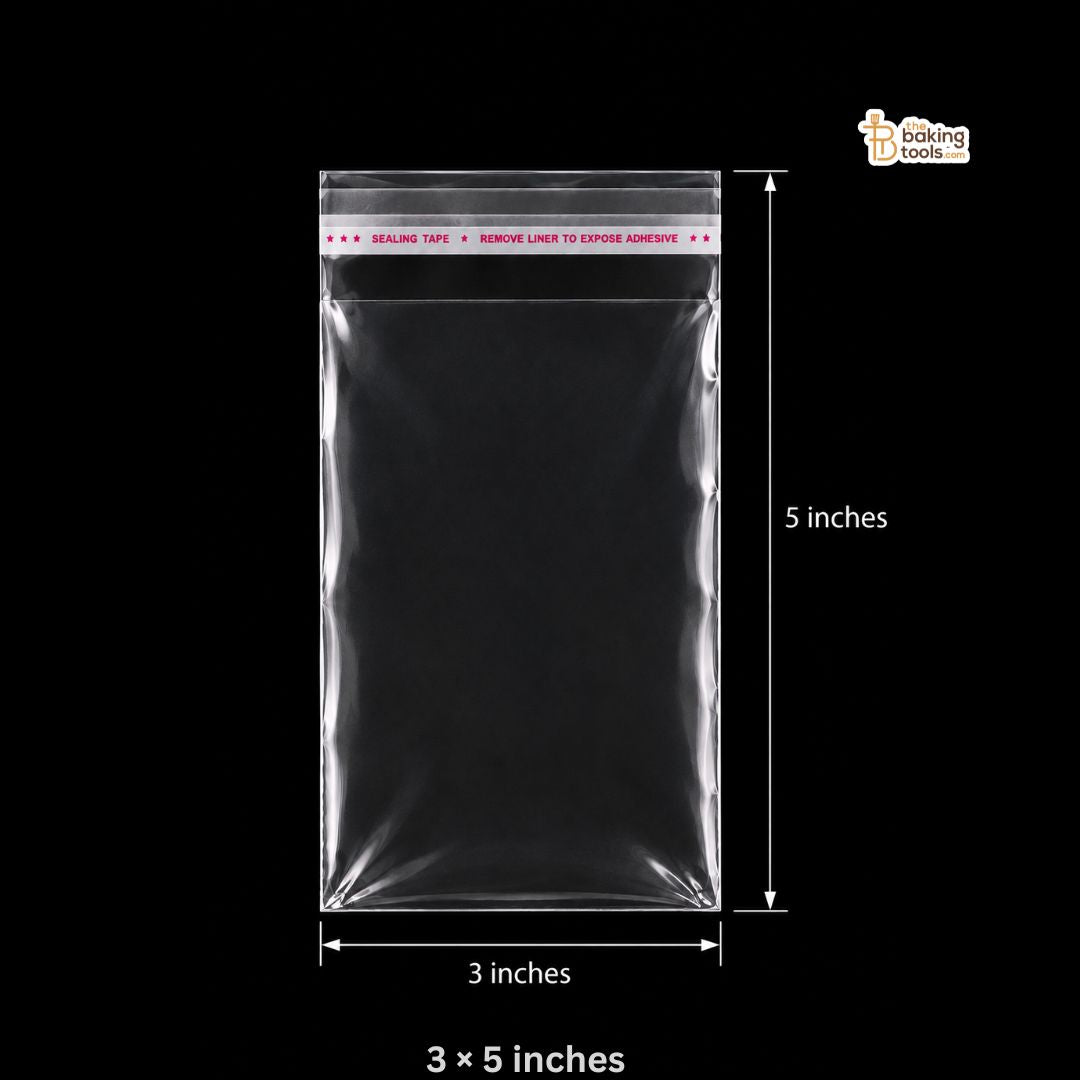 Clear Self-Adhesive Plastic Bags for Cookies, Chocolates & Bakery Packaging – Pack of 100