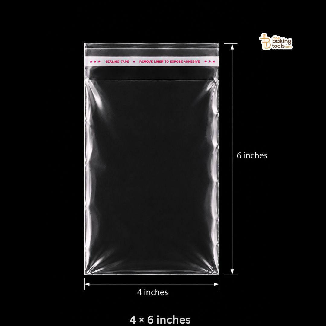 Clear Self-Adhesive Plastic Bags for Cookies, Chocolates & Bakery Packaging – Pack of 100