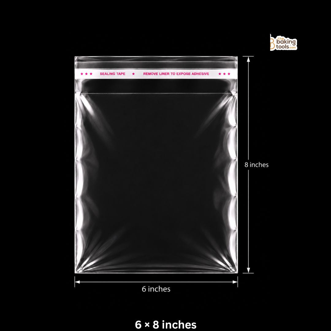 Clear Self-Adhesive Plastic Bags for Cookies, Chocolates & Bakery Packaging – Pack of 100