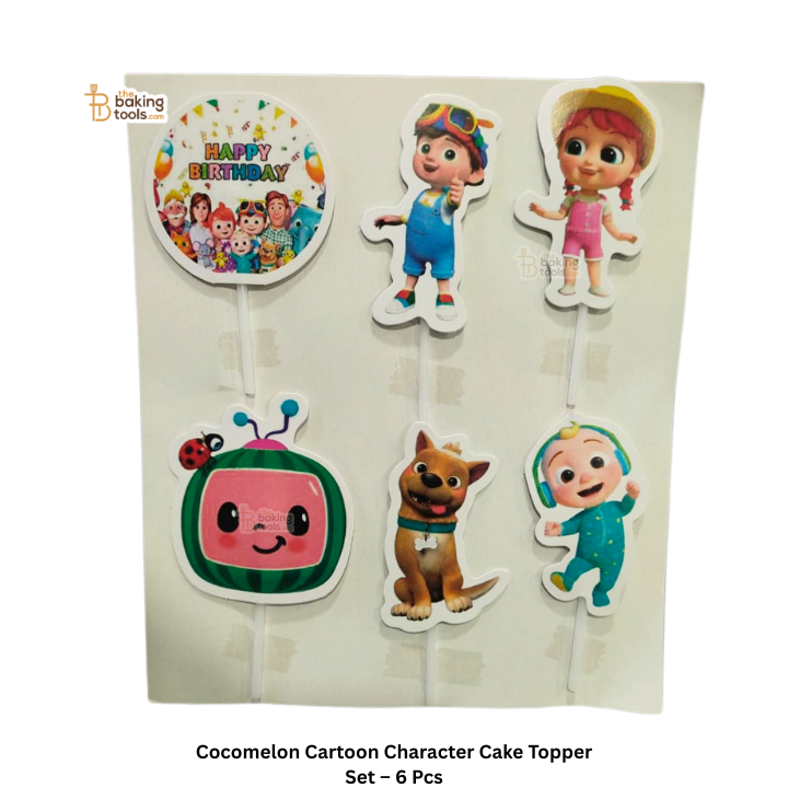 Cocomelon Cartoon Character Cake Topper Set – 6 Pcs