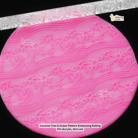 Coconut Tree & Ocean Pattern Embossing Rolling Pin (Acrylic, 16.5 cm)