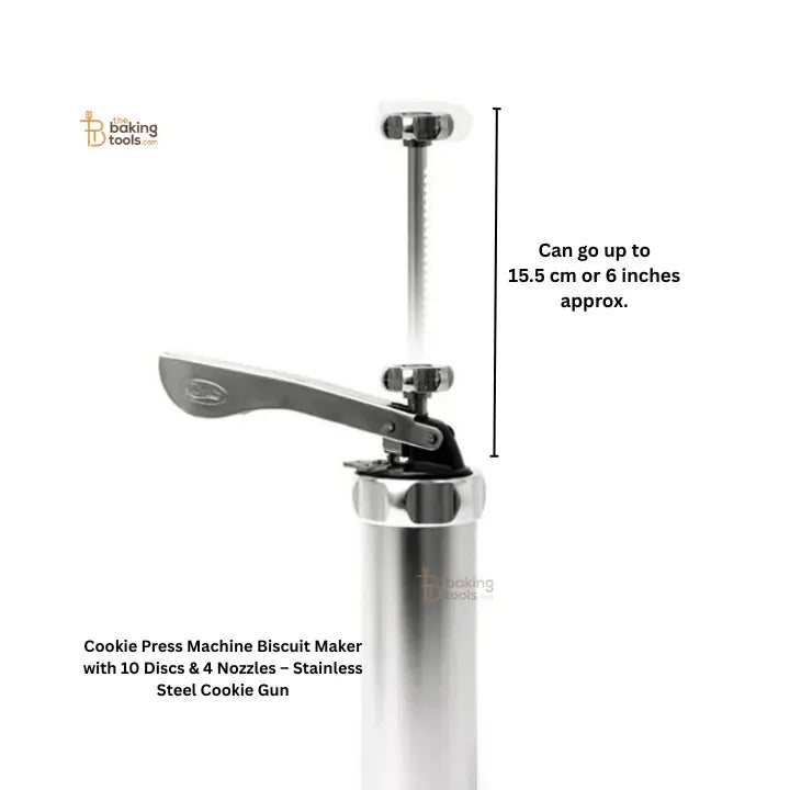 Cookie Press Machine Biscuit Maker with 10 Discs & 4 Nozzles – Stainless Steel Cookie Gun