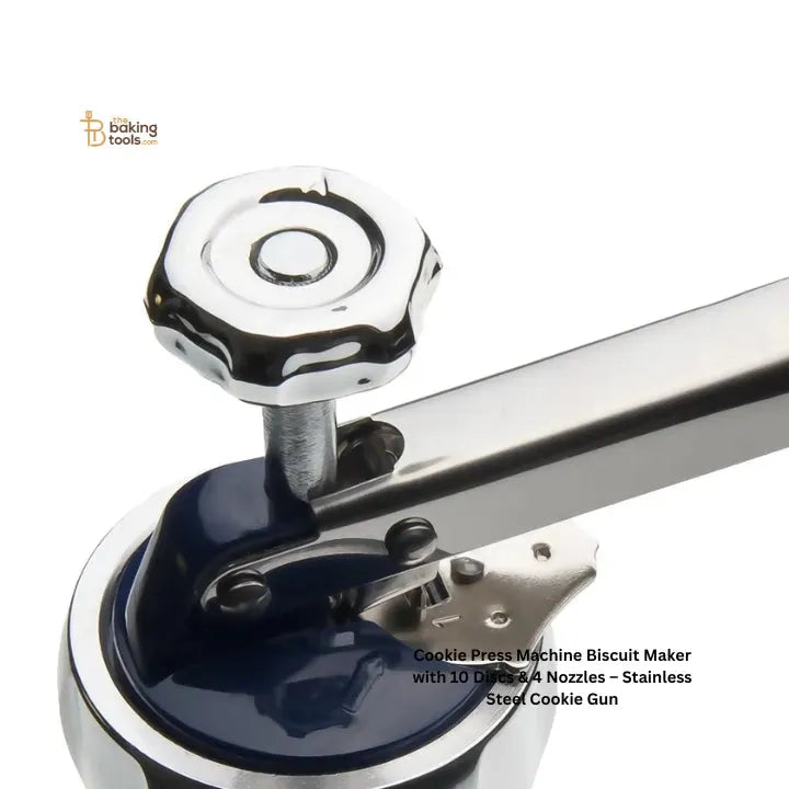 Cookie Press Machine Biscuit Maker with 10 Discs & 4 Nozzles – Stainless Steel Cookie Gun