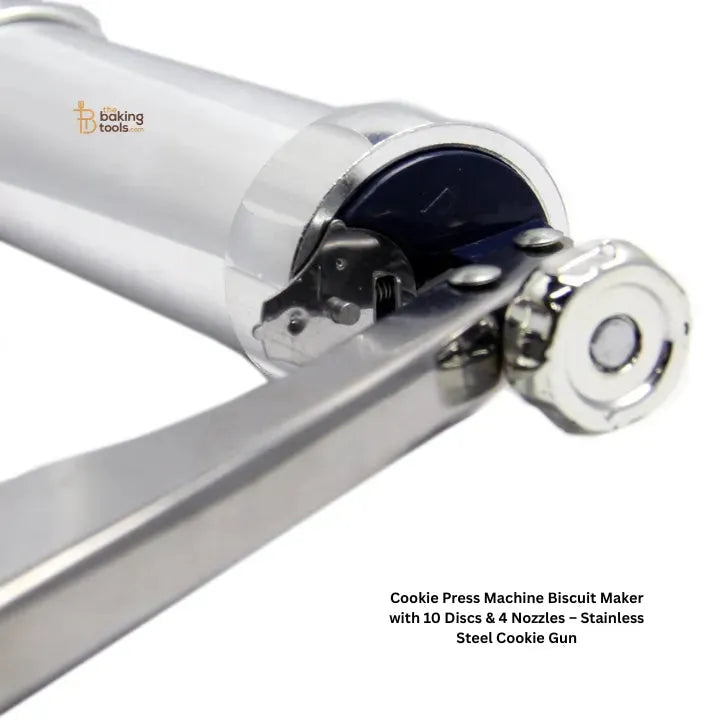 Cookie Press Machine Biscuit Maker with 10 Discs & 4 Nozzles – Stainless Steel Cookie Gun