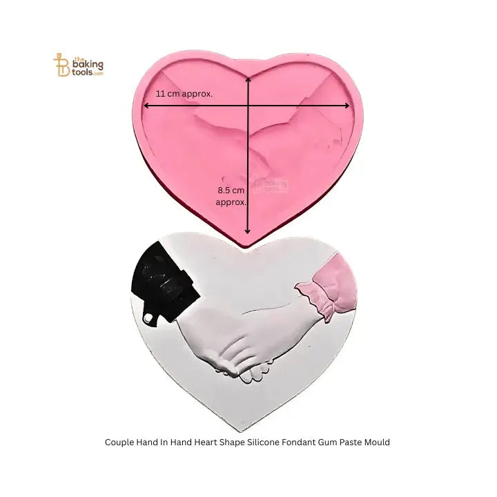 Couple Hand In Hand Heart Shape Silicone Fondant Gum Paste Mould