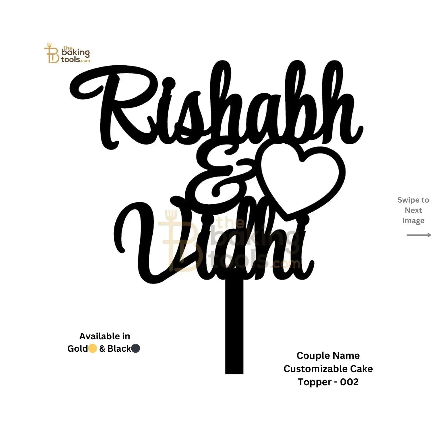 Couple Name Personalised Customizable Cake Topper - 002 - (NO COD) - thebakingtools.com