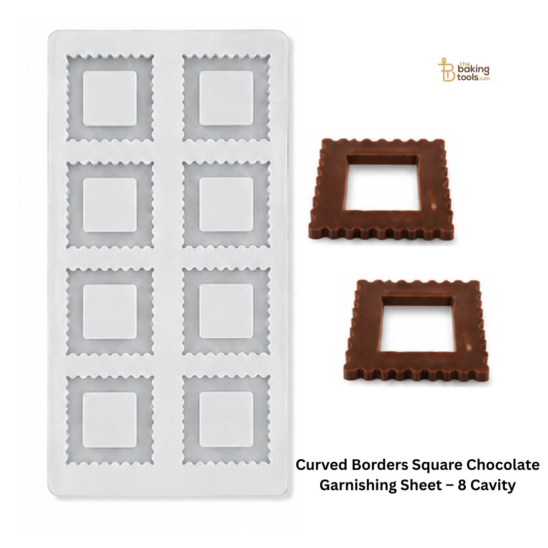 Curved Borders Square Chocolate Garnishing Sheet – 8 Cavity