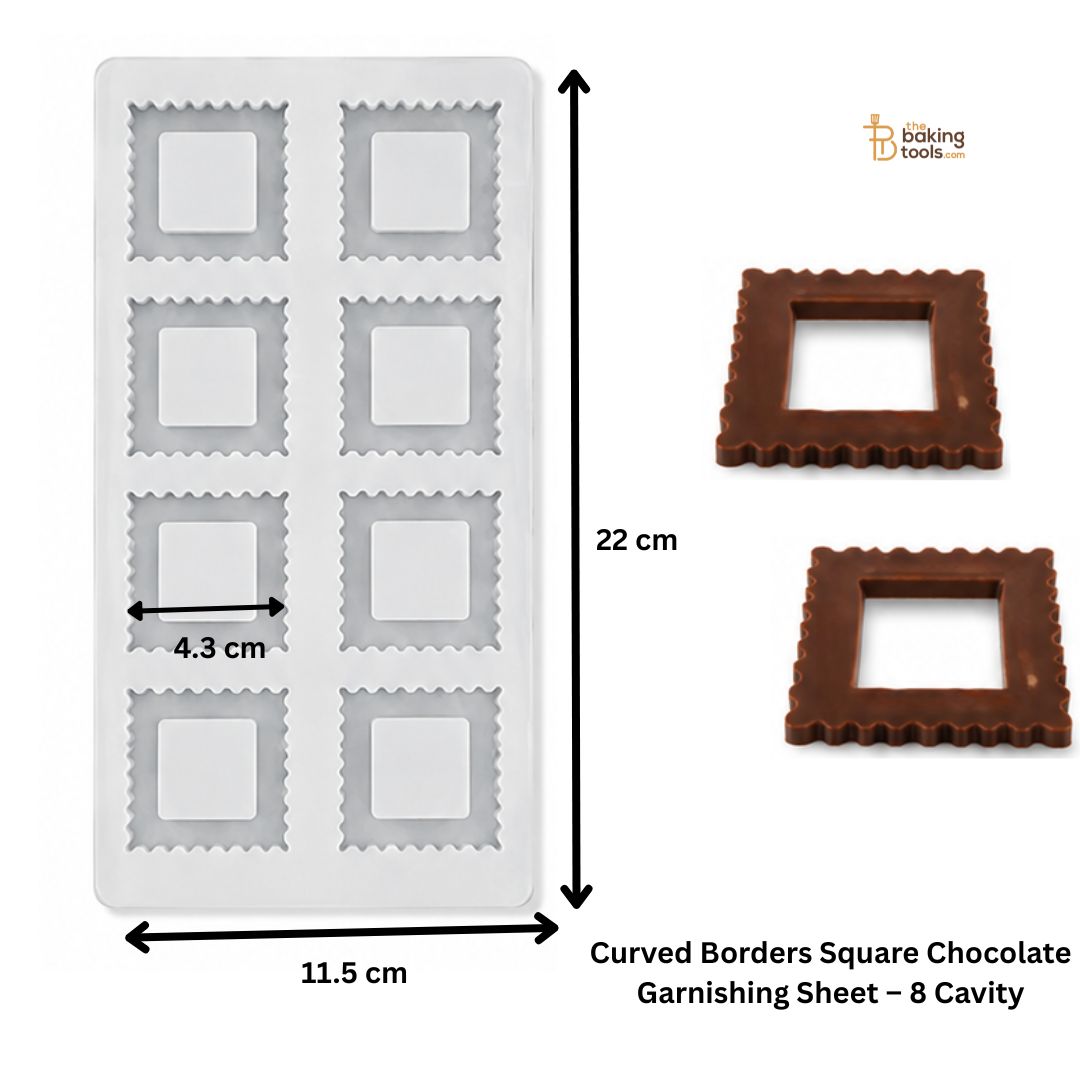 Curved Borders Square Chocolate Garnishing Sheet – 8 Cavity