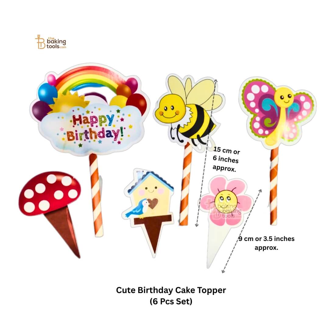 Set of colorful birthday cake toppers 