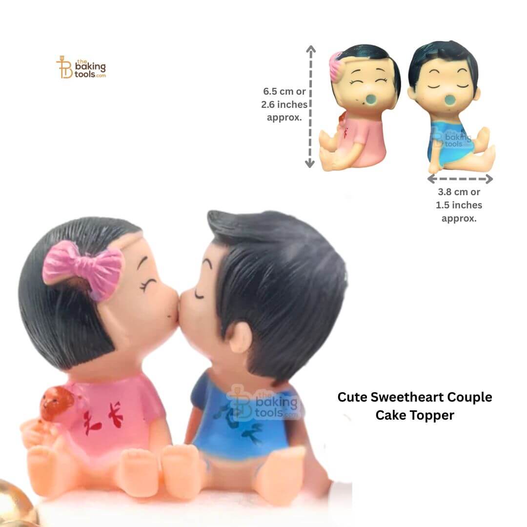 Magnetic kissing couple cake topper showing secure attachment