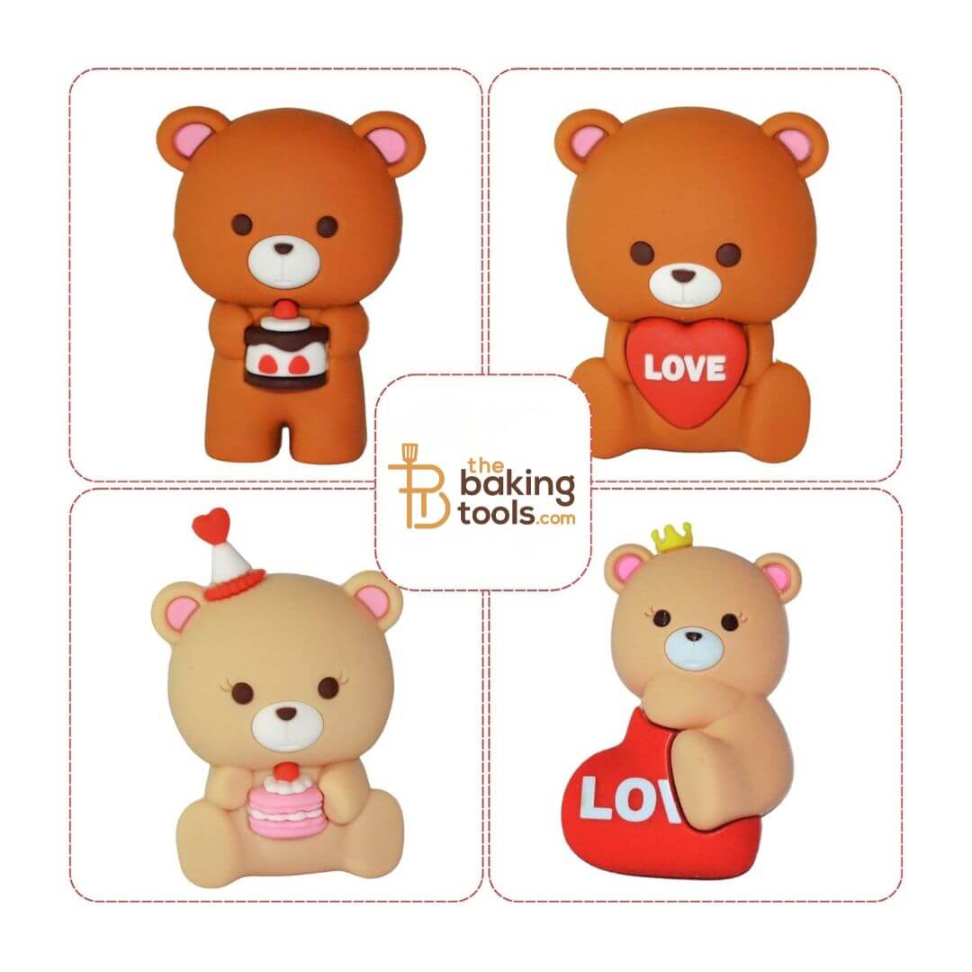 Cute Teddy Bear Cake Topper Holding Cake | Bear Theme Cake Decoration