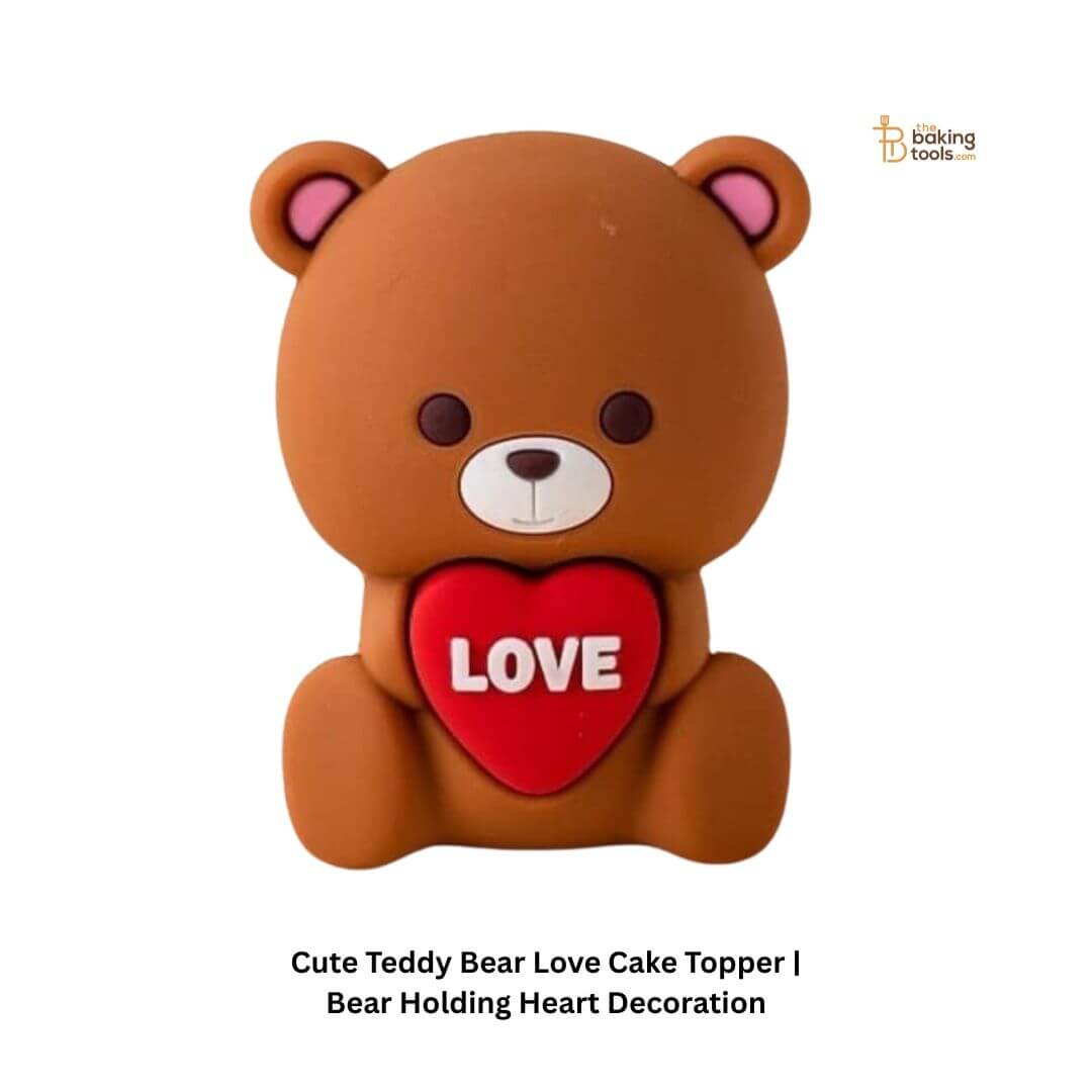 Cute Teddy Bear Love Cake Topper | Bear Holding Heart Decoration