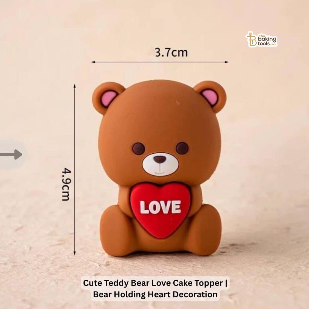 Cute Teddy Bear Love Cake Topper | Bear Holding Heart Decoration