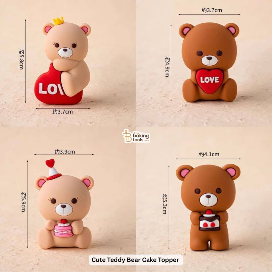 Cute Teddy Bear With Hat Cake Topper | Bear Holding Cake Decoration for Birthday Cakes
