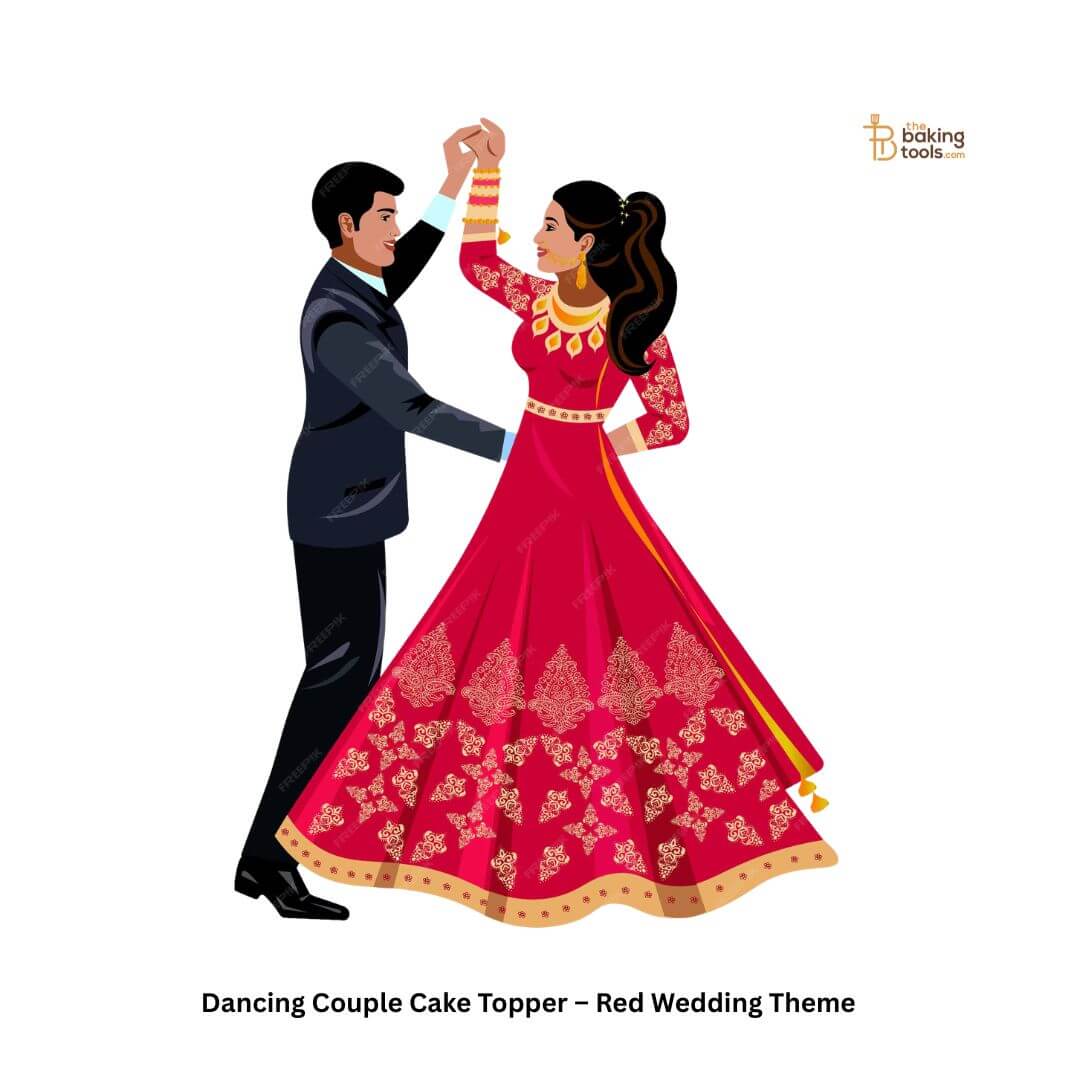 Dancing Couple Cake Topper – Red Wedding Theme MDF Cake Topper