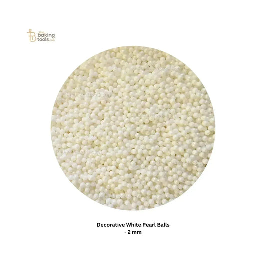 Decorative White Pearl Balls - 2 mm - thebakingtools.com