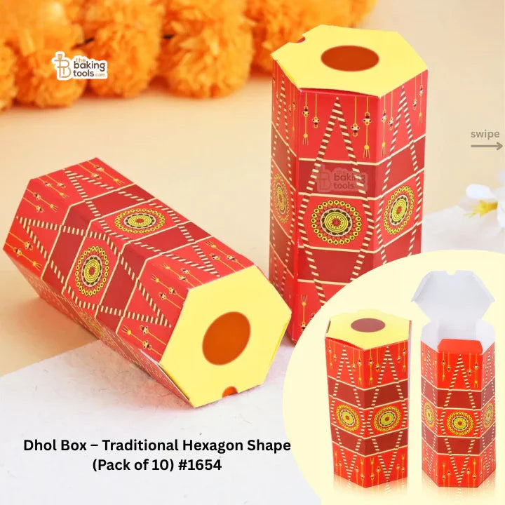 Dhol Box – Traditional Hexagon Shape (Pack of 10) #1654