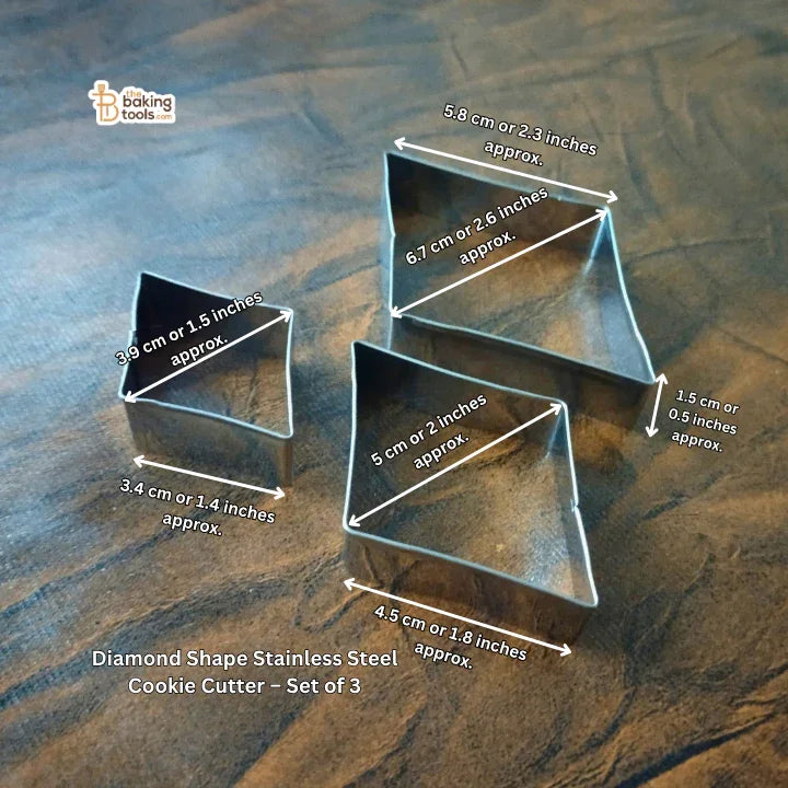 Diamond Shape Stainless Steel Cookie Cutter – Set of 3