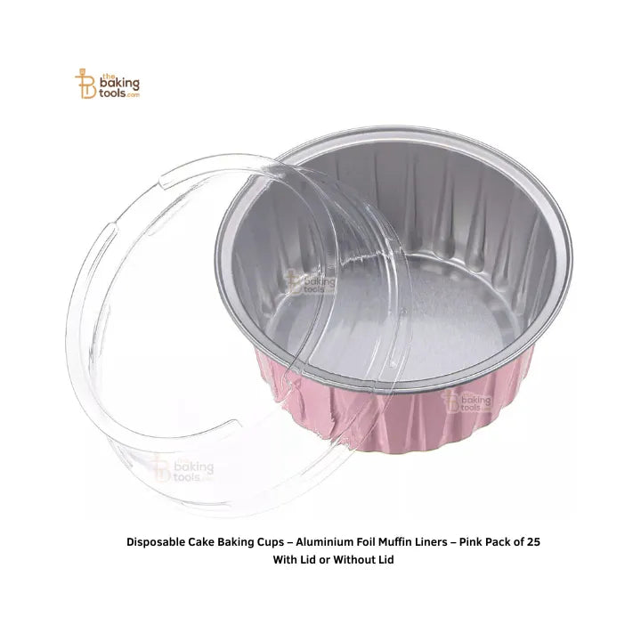 Disposable Cake Baking Cups – Aluminium Foil Muffin Liners – Pink (120 ml)