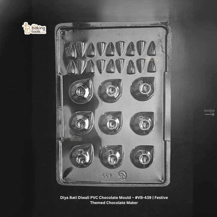 PVC chocolate mould with various shapes on a black background