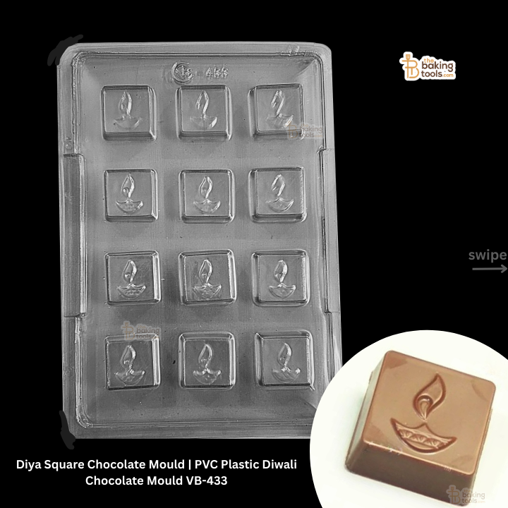 Diya Squarel Chocolate Mould | PVC Plastic Diwali Chocolate Mould VB-433