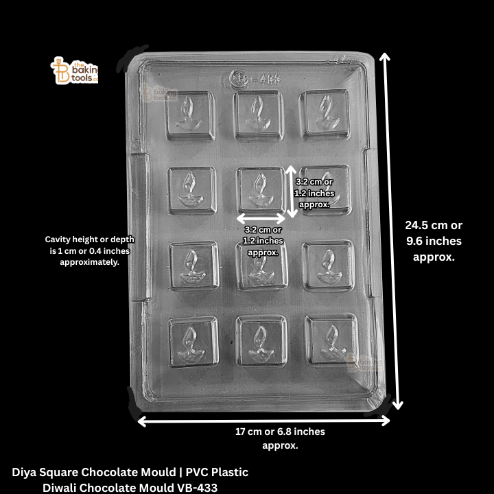 Diya Squarel Chocolate Mould | PVC Plastic Diwali Chocolate Mould VB-433