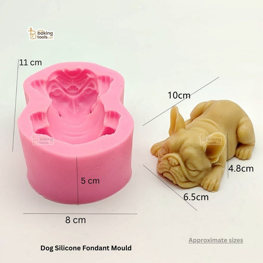 Dog Silicone Mould with dimensions approx. 4 by 2 inches.