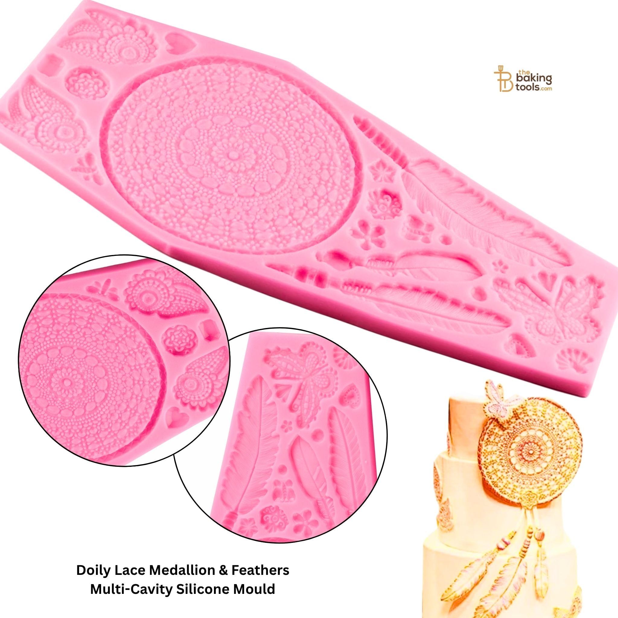 Doily Lace Medallion & Feathers Multi-Cavity Silicone Mould
