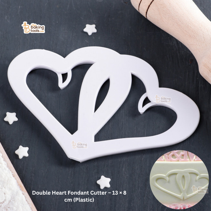 Double Heart Fondant Cutter – 13 × 8 cm (Plastic)