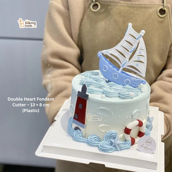 Sailboat Cake Topper – Blue & White – 12.5 cm