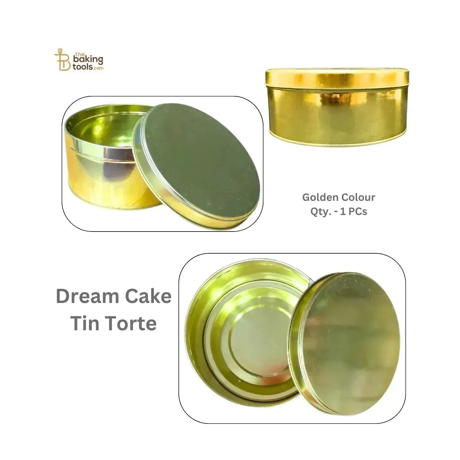 Dream Cake Tin Torte - Gold Color - 5.5 x 2.5 Inch - 1 Pc - thebakingtools.com