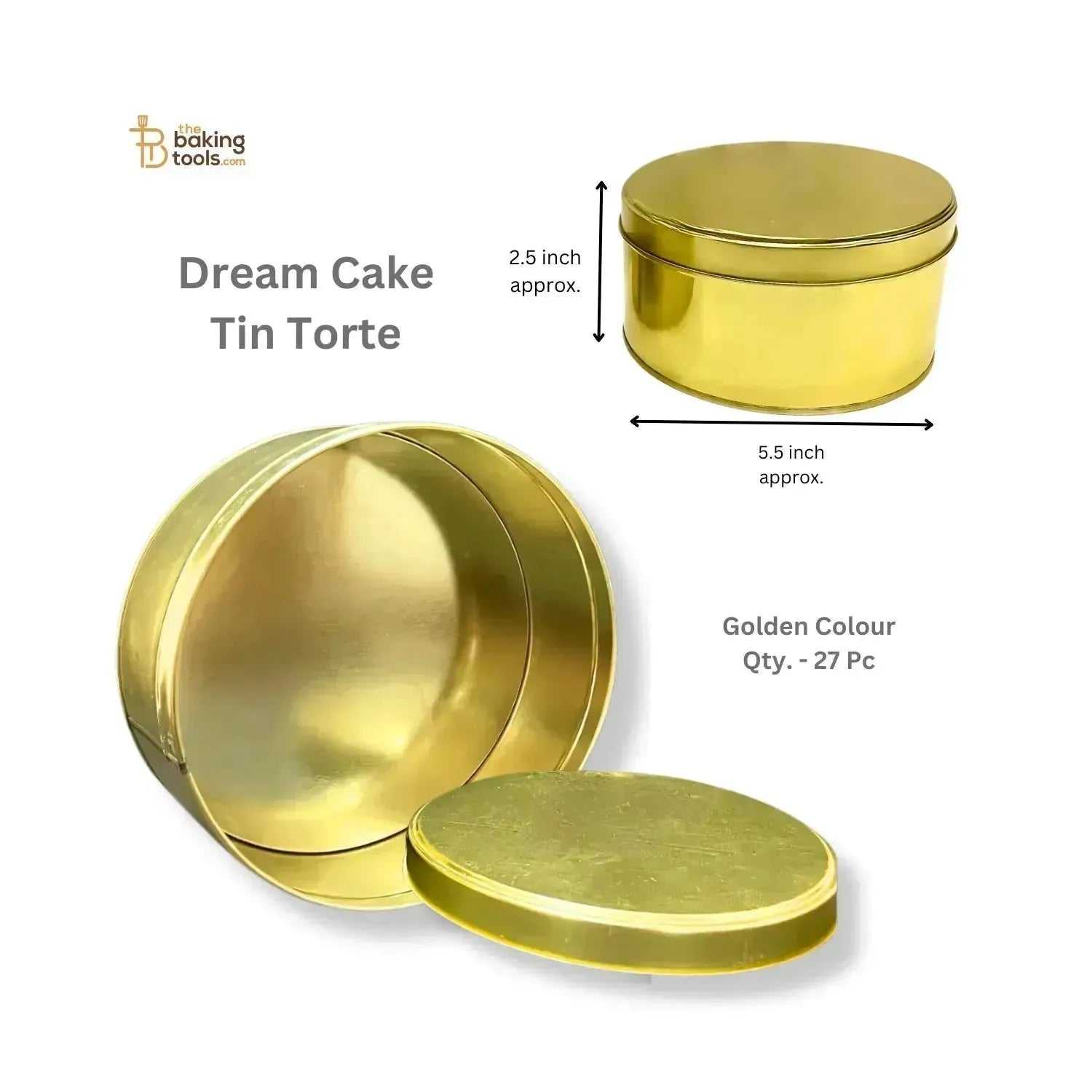 Dream Cake Tin Torte - Gold Color - 5.5 x 2.5 Inch - (Pack of 27) No COD - (NO DAMAGE CLAIMS) - thebakingtools.com
