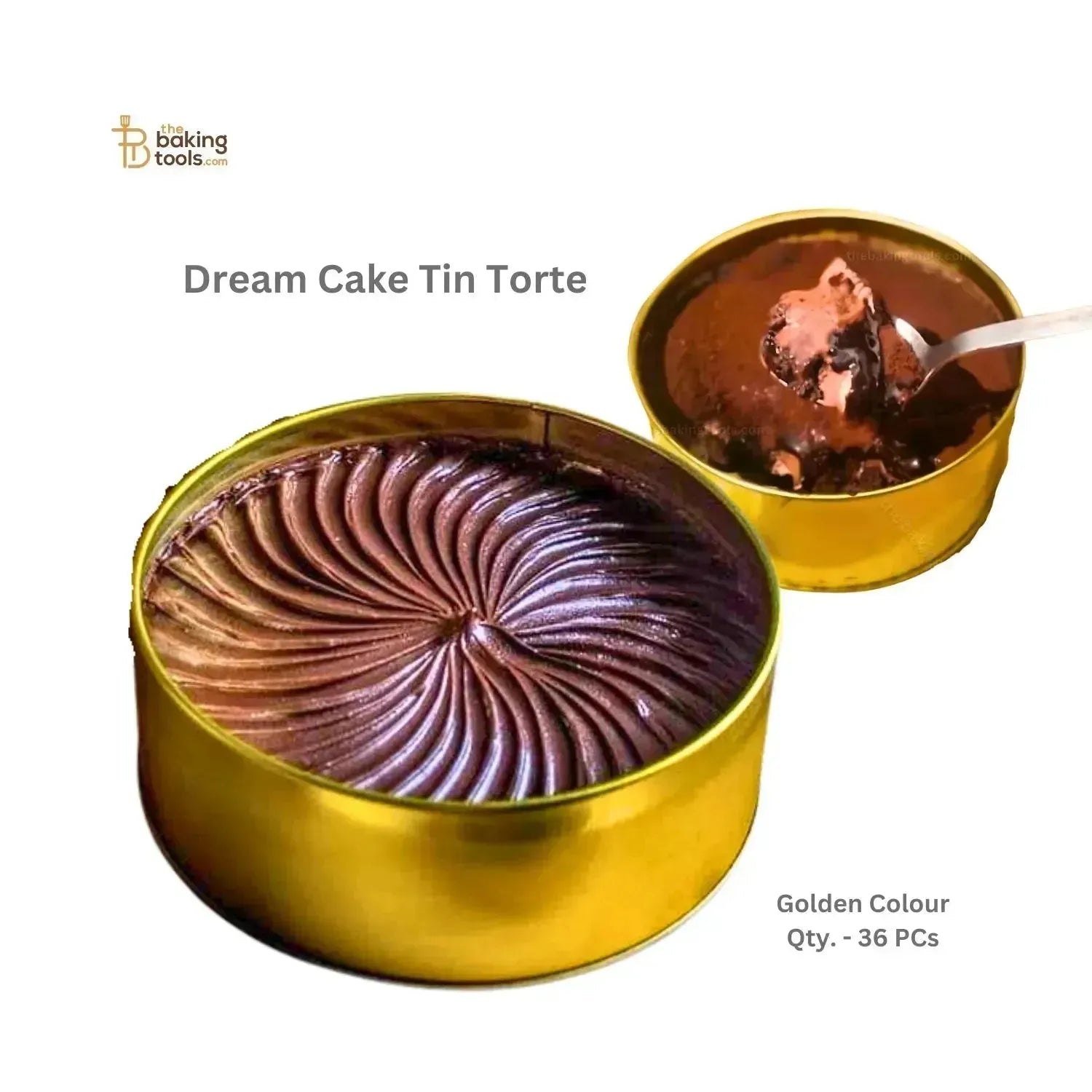 Dream Cake Tin Torte - Gold Color - 5.5 x 2.5 Inch - (Pack of 36) No COD - (NO DAMAGE CLAIMS) - thebakingtools.com