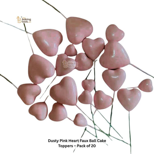 Dusty Pink Heart Faux Ball Cake Toppers – 20PC