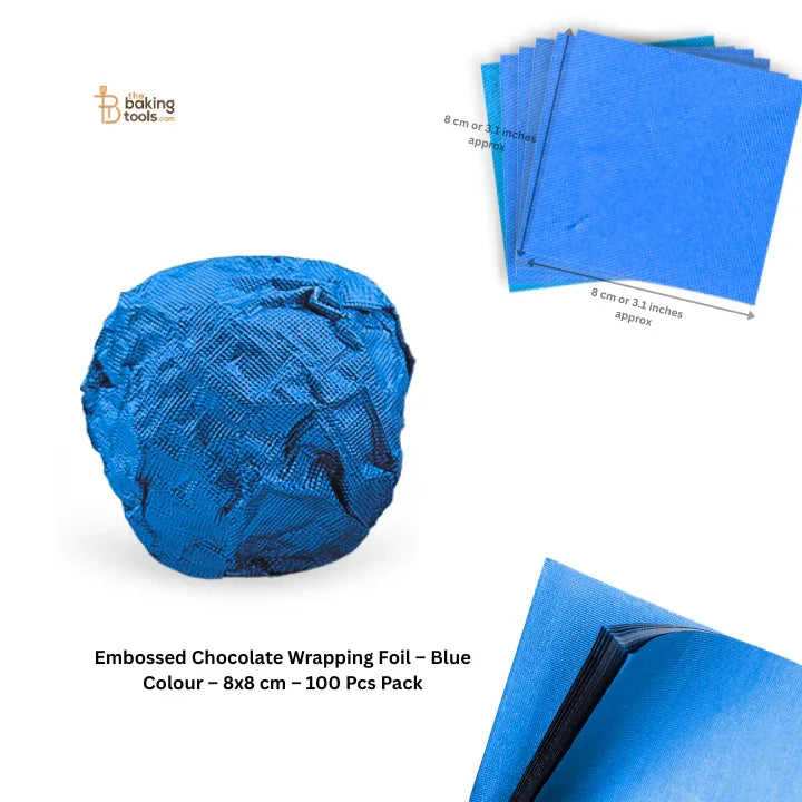 Embossed Chocolate Wrapping Foil – Blue Colour – 8x8 cm – 100 Pcs Pack